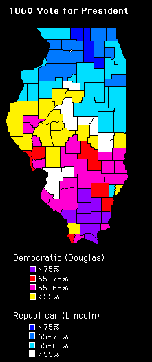 Map of County Votes in 1860 Election